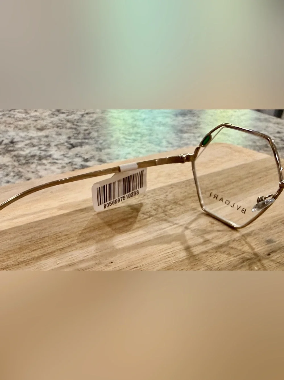 Bulgari Hexagonal Metal Eyeglasses in Gold-Tone